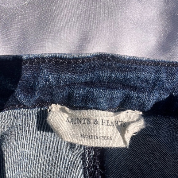 SAINTS AND HEARTS BELL BOTTOM JEANS WITH RAW HEM Y2K 90S STYLE BOHO COWGIRL - Picture 10 of 15